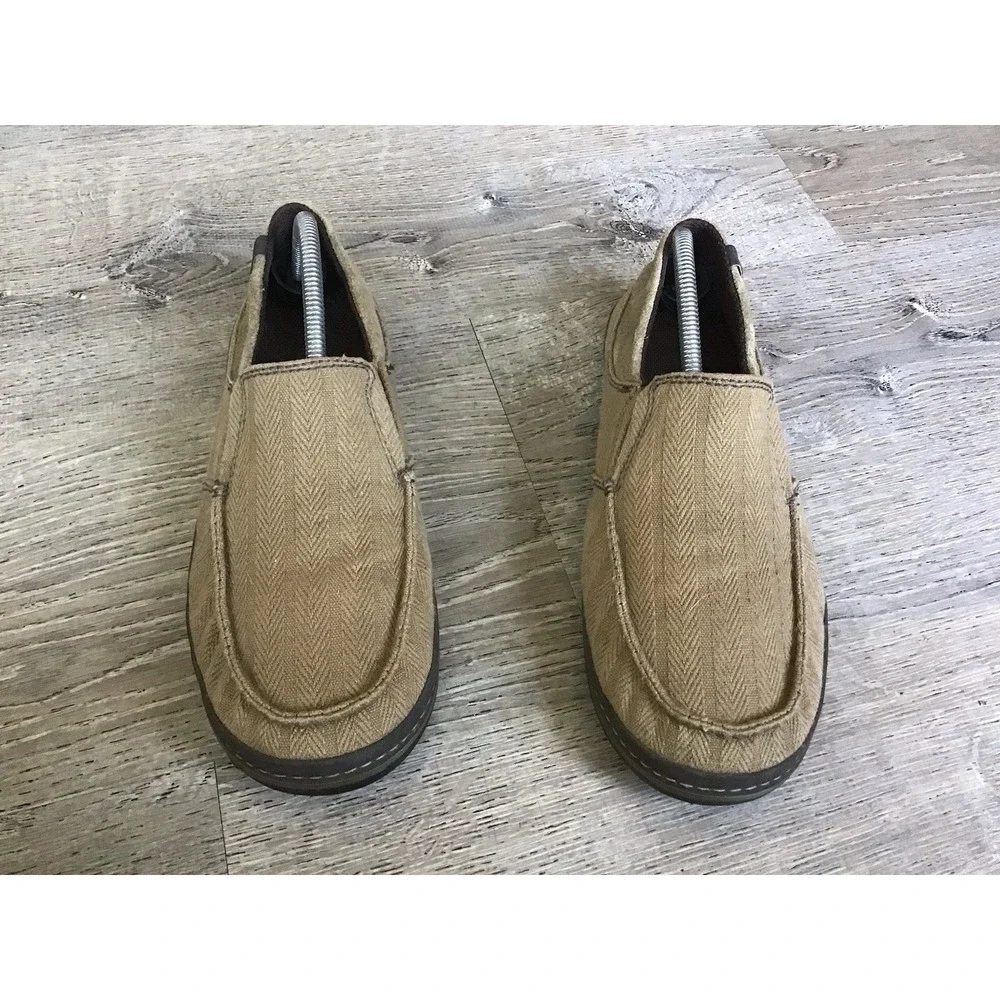 Teva Mens Size 9.5 Canvas Clifton Slip On Loafers Comfort Shoes Beige 1003432
